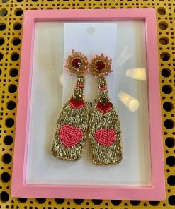 Wanderlust By Abby NEW Gold Beaded Champagne Earrings