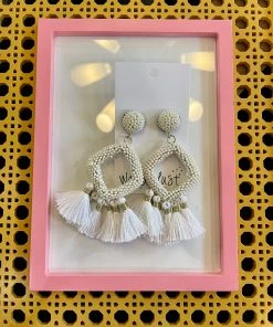 Wanderlust By Abby Cream Beaded Tassel Earrings NEW