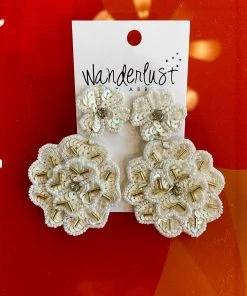 Wanderlust By Abby Cream Sequin Flower Dangles