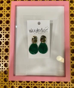Wanderlust By Abby Emerald/Gold Earrings NEW