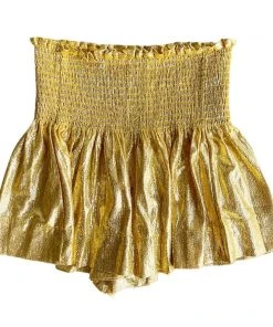 CLOTHING Queen Of Sparkles Yellow Gold Swing Shorts