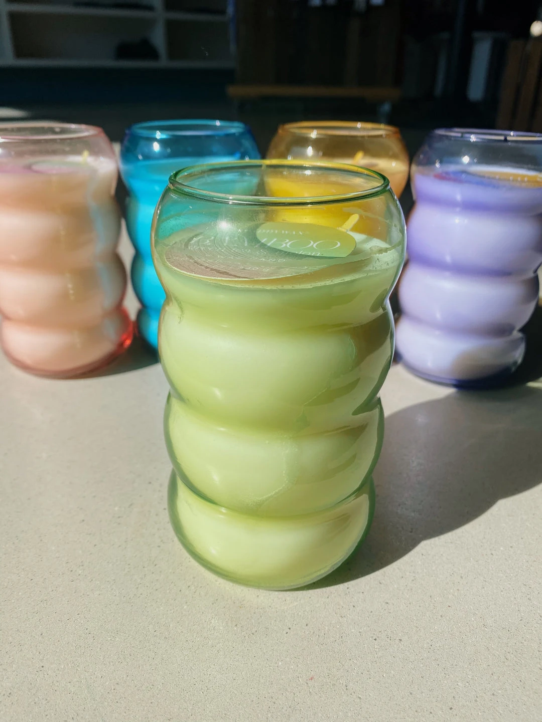 Wanderlust By Abby Bubble Ribbed Glass Candles NEW 8 Wanderlust By Abby Bubble Ribbed Glass Candles NEW