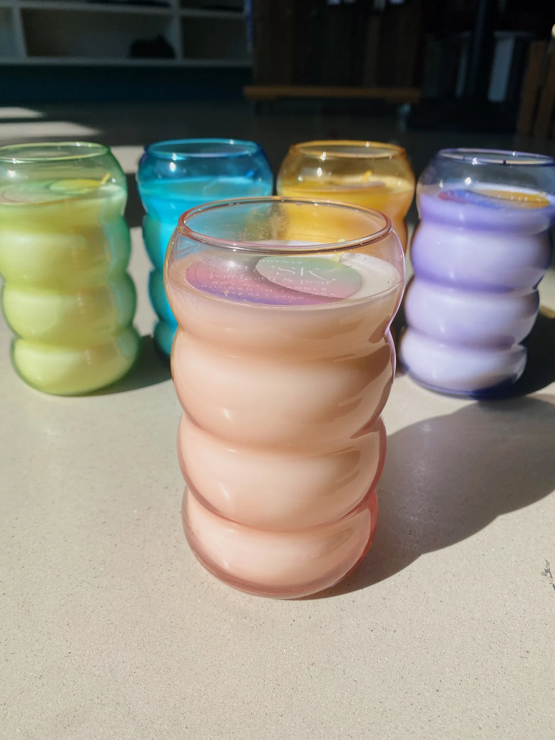 Wanderlust By Abby Bubble Ribbed Glass Candles NEW 9 Wanderlust By Abby Bubble Ribbed Glass Candles NEW