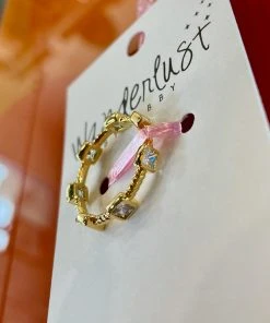 Wanderlust By Abby Crystal Squares Ring NEW