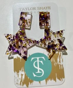 Taylor Shaye LSU Star Drop Earrings
