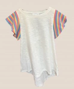 Wanderlust By Abby Flutter Rainbow Sleeve Top