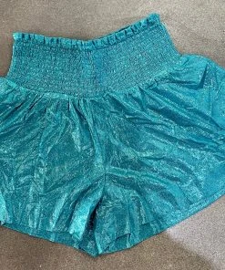 Wanderlust By Abby Metallic Shorts With Elastic Waistband