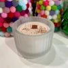 Wanderlust By Abby Small Frosted White Candle With Wood Wick NEW