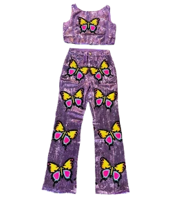Queen Of Sparkles NEW QOS Sequin Butterfly Pants