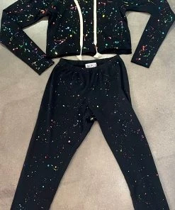 Wanderlust By Abby Wildfox Rainbow Splatter Cropped Hoodie NEW