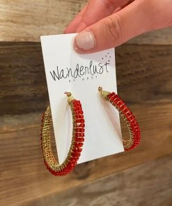 Wanderlust By Abby Red And Gold Hoops