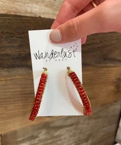 Wanderlust By Abby Red And Gold Hoops