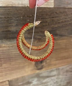 Wanderlust By Abby Red And Gold Hoops