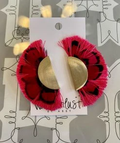 Wanderlust By Abby NEW Pink Flower Tassel Earrings