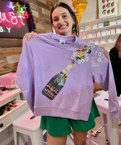 Queen Of Sparkles Mardi Gras Champagne Sweatshirt