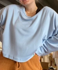 Wanderlust By Abby NEW Baby Blue Open Back Sweatshirt