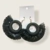 Wanderlust By Abby XL Black Tassel Hoops NEW
