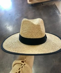 Wanderlust By Abby Straw Hat With Black Trim NEW