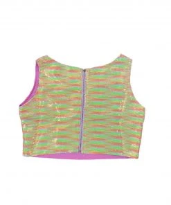 Queen Of Sparkles NEW QOS Neon Sequin Stripe Top