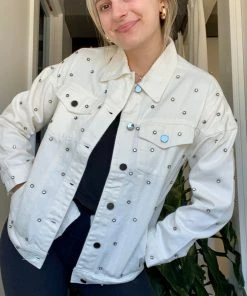 Wanderlust By Abby Studded Denim Jacket NEW
