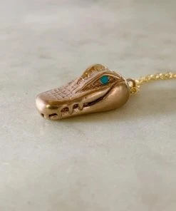 Mimosa Handcrafted NEW Alligator Head With Turquoise Eyes Necklace