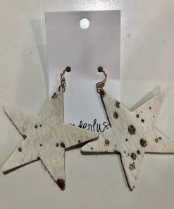 Wanderlust By Abby Cowhide Star Earrings
