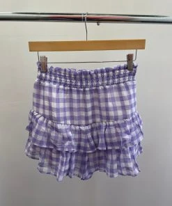 Wanderlust By Abby Lilac Gingham Print Shorts NEW