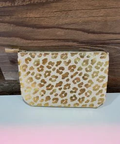 Wanderlust By Abby Gold Cheetah Zip Pouch NEW