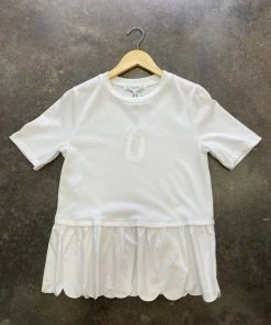 Wanderlust By Abby White Mixed Media Scallop Detail T-Shirt