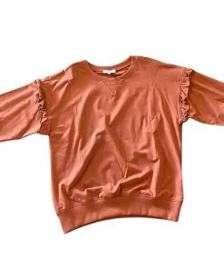 Wanderlust By Abby Brown Long Sleeve Sweatshirt With Ruffle