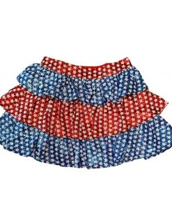 Queen Of Sparkles QOS Red, White & Blue Sequin Star Skort
