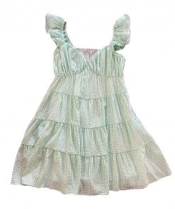 Wanderlust By Abby NEW Gingham Printed Tiered Mini Dress