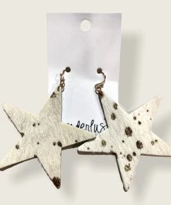Wanderlust By Abby Cowhide Star Earrings