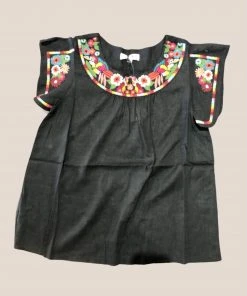 Wanderlust By Abby NEW Embroidered Short Sleeve Top