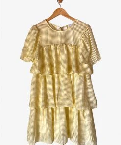 Wanderlust By Abby Gingham Tiered Mini Dress NEW
