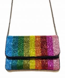 Wanderlust By Abby Rainbow Stripe Beaded Bag