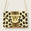 Wanderlust By Abby NEW White Cheetah Bee Beaded Purse
