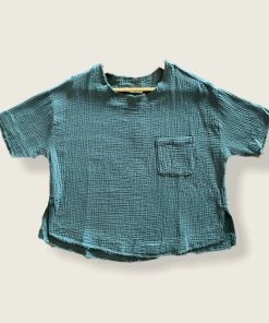 Wanderlust By Abby Teal Gauze Top NEW