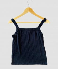 Wanderlust By Abby Ribbed Black Tank