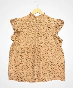 Wanderlust By Abby Cheetah Flutter Sleeve Top