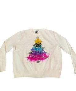 Queen Of Sparkles Rainbow Feather Christmas Tree Sweater
