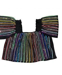 Queen Of Sparkles QOS Rhinestone Sweatshirt Flutter Top