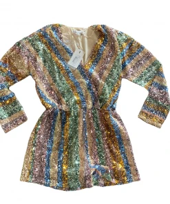 Wanderlust By Abby NEW Striped Sequin Romper