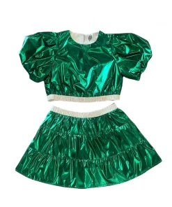 Queen Of Sparkles NEW QOS Green Metallic Skirt
