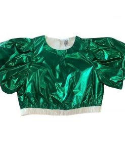 Queen Of Sparkles QOS Green Metallic Top NEW