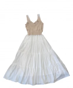 Wanderlust By Abby Woven And Knit Ruffle Maxi Dress