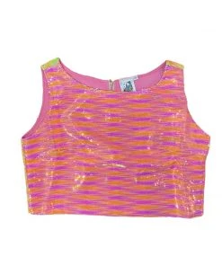 Queen Of Sparkles NEW QOS Neon Sequin Stripe Top