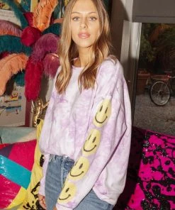 CLOTHING Queen Of Sparkles Tie Die Smiley Sweatshirt