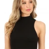 Wanderlust By Abby Ribbed Mock Neck Crop Top NEW