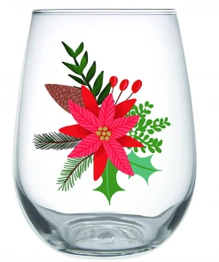 Wanderlust By Abby Poinsetta Stemless Wine Glass